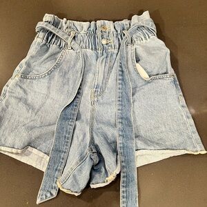 Zara Light Blue High-Waisted Women Shorts